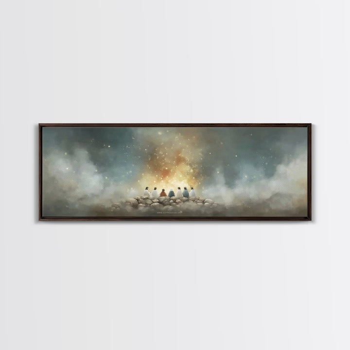Mount Of Light – Framed Canvas Print – Christian Art – Christian Art Canvas – Jesus Painting – Panoramic Painting – Christmas Art