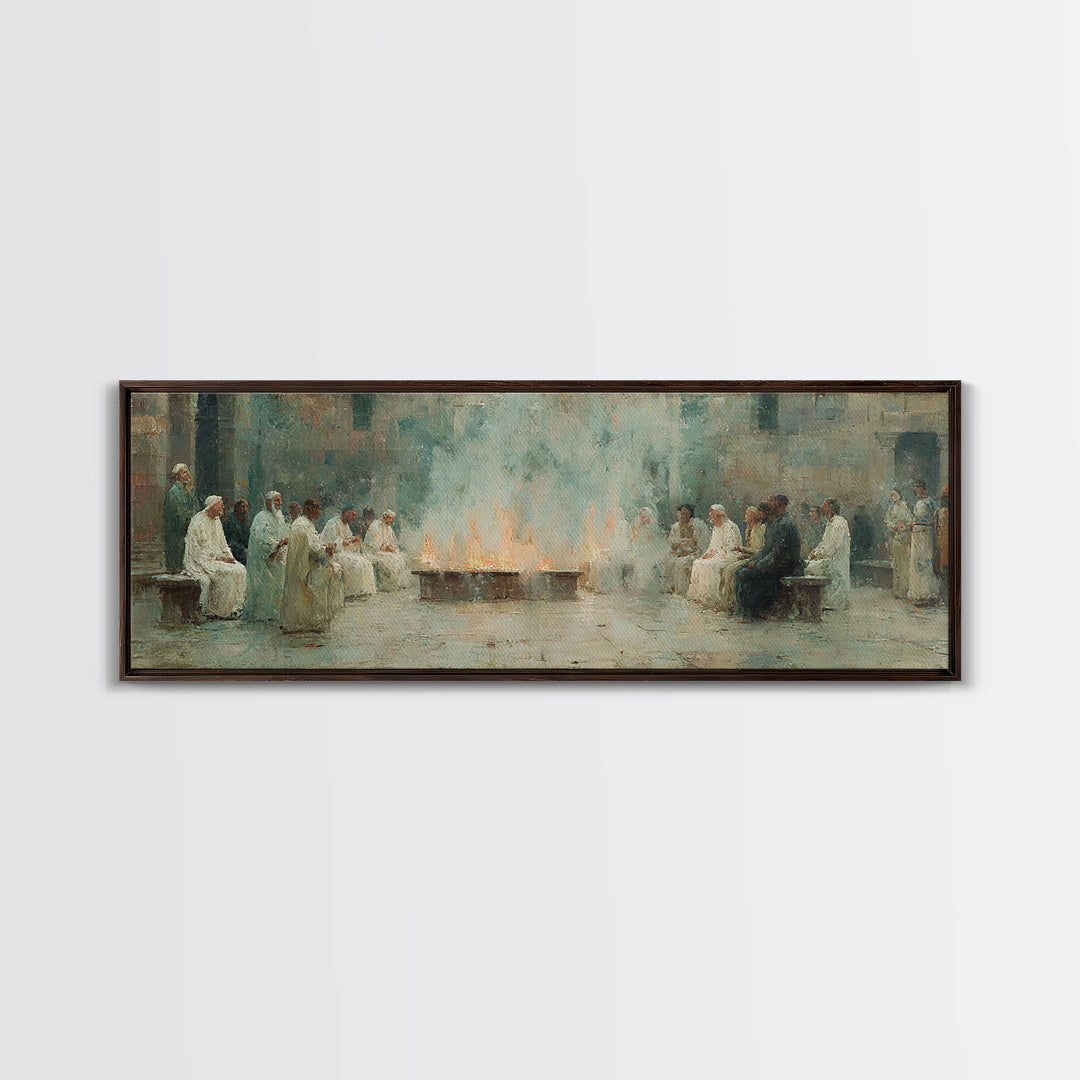 Celestial Summit Glow | Framed Canvas Print | Christian Wall Art | Christian Art Canvas | Jesus Painting | Panoramic Frame | Christmas Art