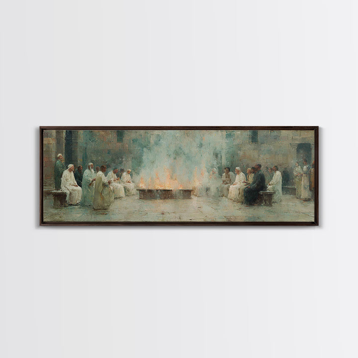 Celestial Summit Glow | Framed Canvas Print | Christian Wall Art | Christian Art Canvas | Jesus Painting | Panoramic Frame | Christmas Art