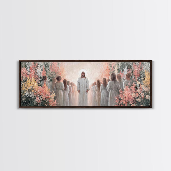 Blessing Of The Master – Framed Canvas Print – Christian Wall Art – Jesus Painting – Christian Art Canvas – Panoramic Wall Art – Christmas
