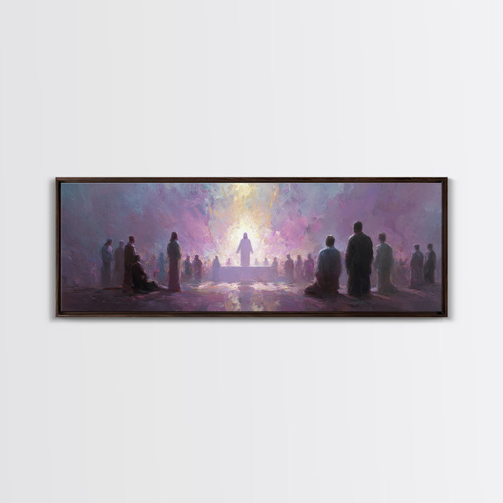 Divine Supper Light, Framed Canvas Print, Christian Wall Art, Christian Art Canvas, Jesus Painting, Panoramic Painting, Christmas Art