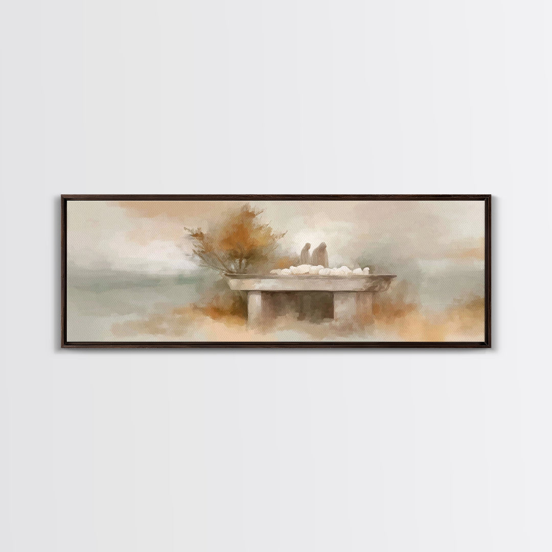 Autumn Shepherds | Framed Canvas Print | Christian Art Canvas | Christian Wall Art | Panoramic Painting | Christian Christmas Art | Christi