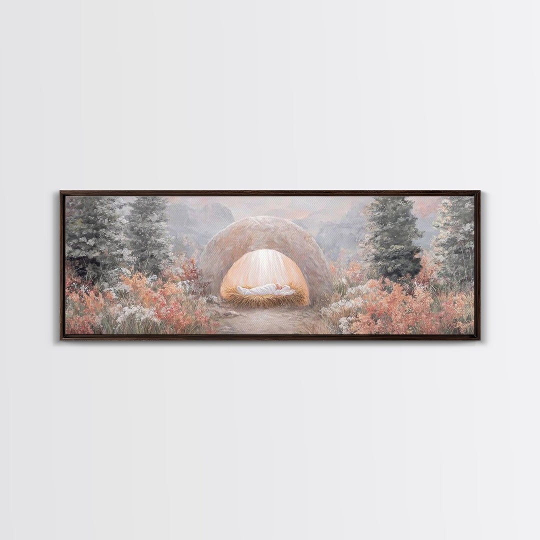Garden Of Light, Framed Canvas Print, Christian Wall Art, Christian Art Canvas, Panoramic Frame, Christmas Art, Christian Christmas Decor