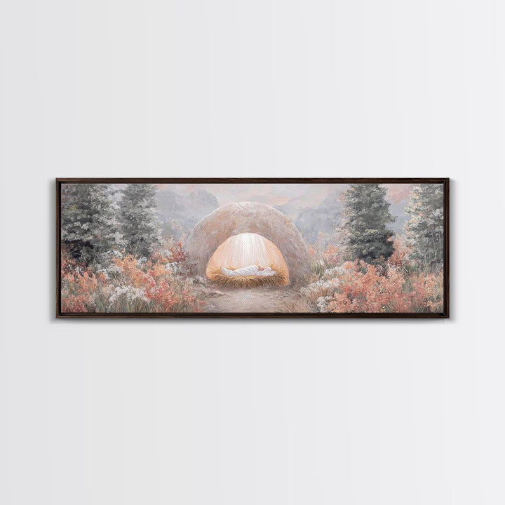 Garden Of Light, Framed Canvas Print, Christian Wall Art, Christian Art Canvas, Panoramic Frame, Christmas Art, Christian Christmas Decor
