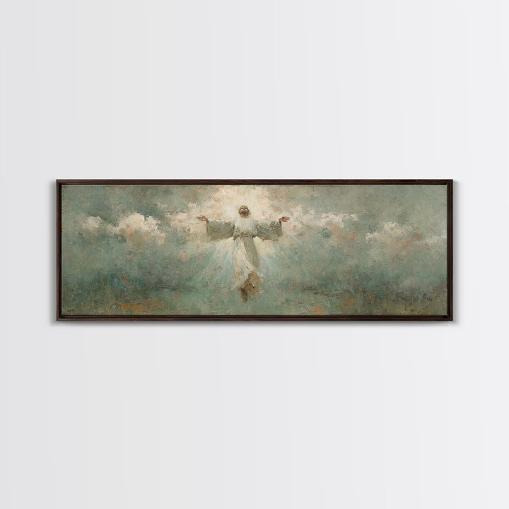 Rising Light | Framed Canvas Print | Christian Art | Christian Art Canvas | Panoramic Wall Art | Jesus Painting | Christian Gift