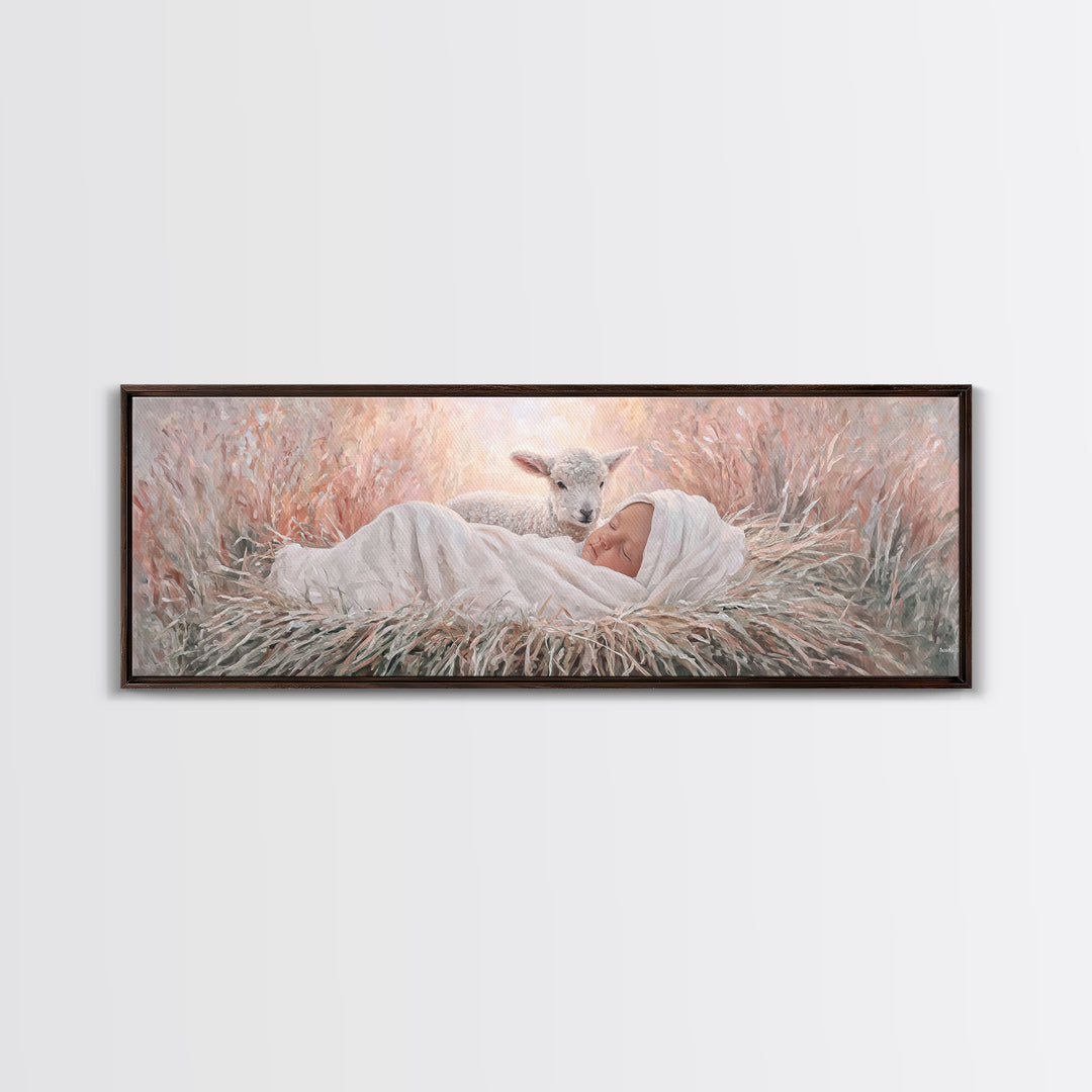 Grace In The Meadow – Framed Canvas Print – Christian Wall Art – Christian Art Canvas – Christmas Art – Panoramic Wall Art – Christian Deco