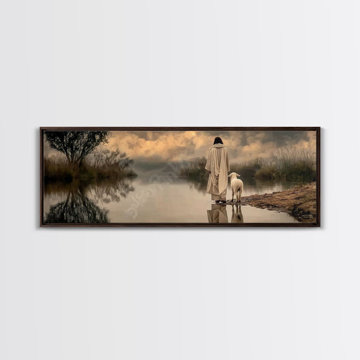 River Of Stillness | Framed Canvas Print | Christian Wall Art | Christian Art Canvas | Panoramic Art | Jesus Painting | Christian Christmas
