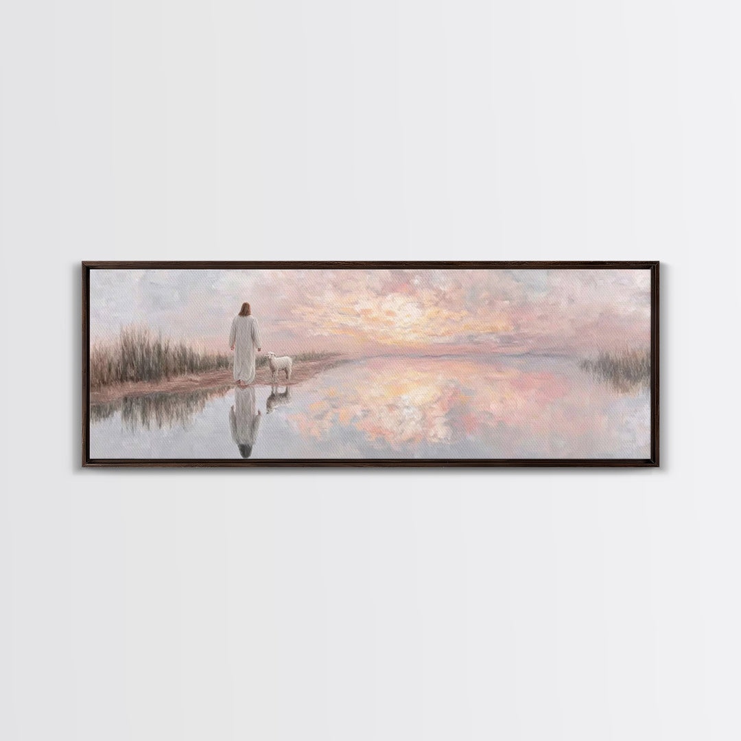Morning Path Of Grace – Framed Canvas Print – Panoramic Art – Christian Wall Art – Christian Art Canvas – Jesus Painting – Christian Decor