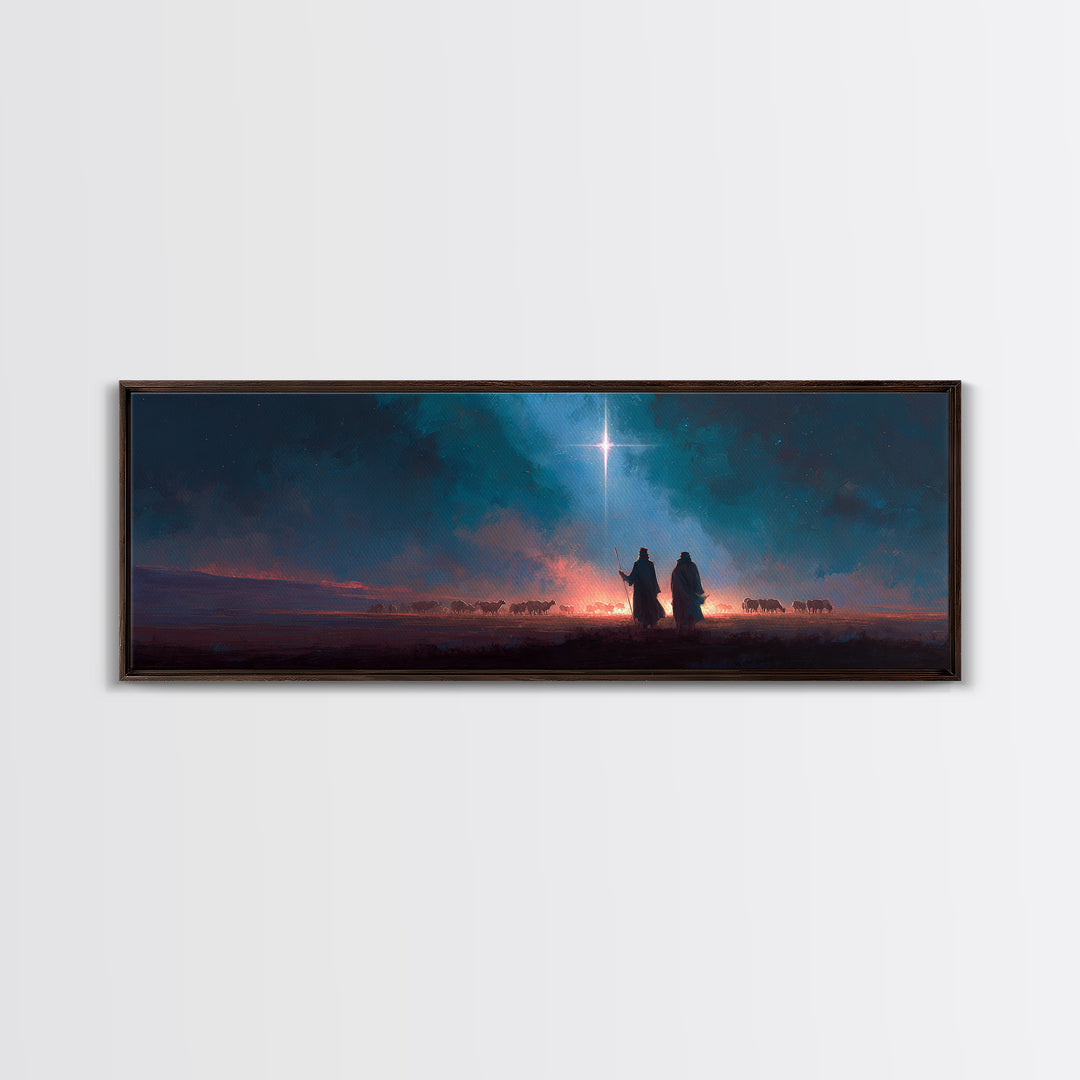 Skyward Hope Rising – Framed Canvas Print – Christian Art Canvas – Panoramic Frame – Christmas Art – Jesus Art Print – Christian Wall Art