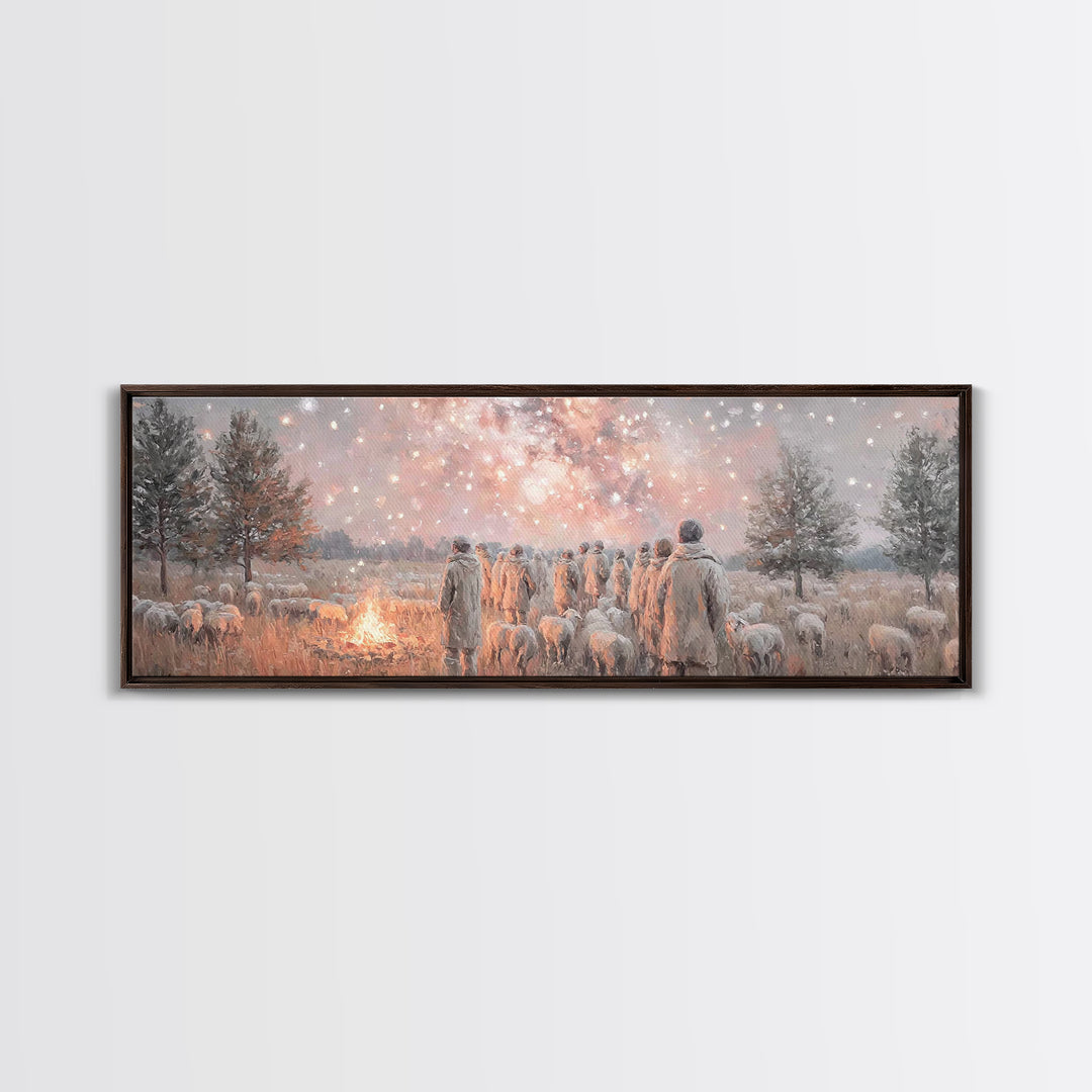 Heavenly Signs, Framed Canvas Print, Extra Wide Art, Christian Christmas Art, Christian Art Canvas, Christmas Wall Art, Christian Decor