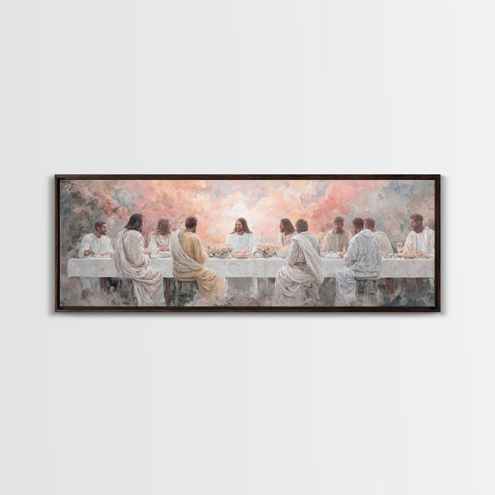 Supper Of Glory, Framed Canvas Print, Panoramic Wall Art, Christian Art Canvas, Jesus Painting, Christian Art, Modern Christian Painting