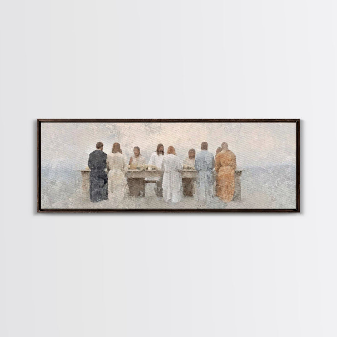 Table Of Peace – Framed Canvas Print – Panoramic Frame – Christian Art – Christian Wall Art – Jesus Painting – Subtle Christian Art