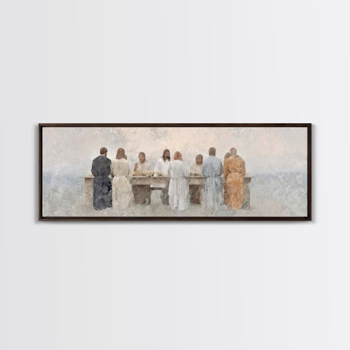 Table Of Peace – Framed Canvas Print – Panoramic Frame – Christian Art – Christian Wall Art – Jesus Painting – Subtle Christian Art