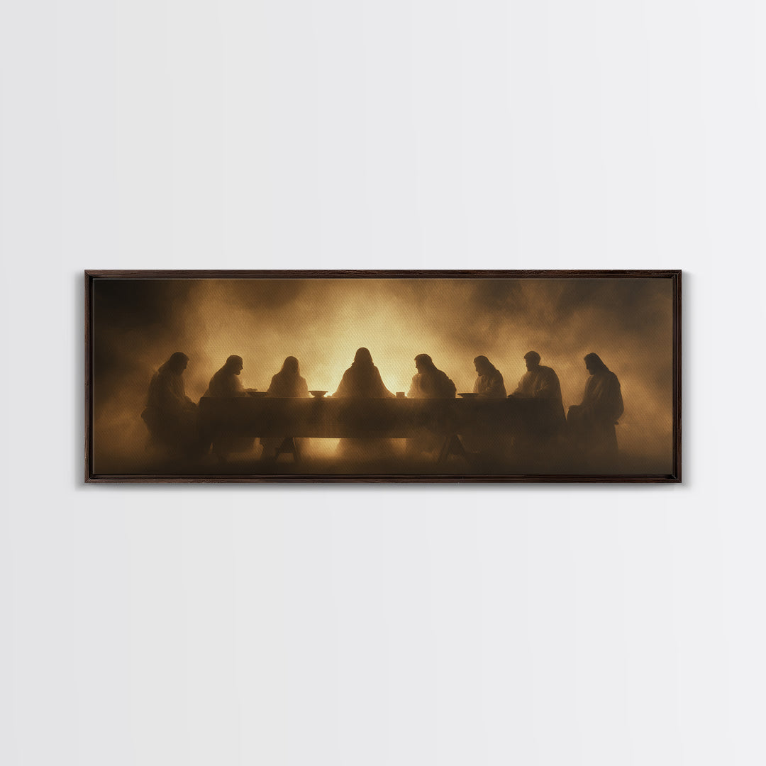 Heavenly Gathering, Framed Canvas Print, Panoramic Painting, Christian Wall Art, Jesus Painting, Christian Art Canvas, Moody Christian Art