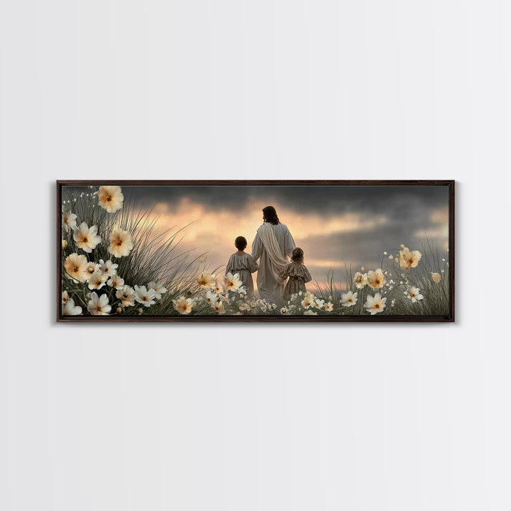 Guided In Grace, Framed Canvas Print, Panoramic Art, Jesus Painting, Christian Wall Art, Christian Art, Christian Art Canvas