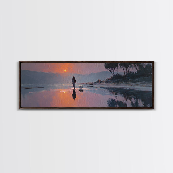 Gentle Guidance, Framed Canvas Print, Christian Art Canvas, Jesus Painting, Christian Wall Art, Panoramic Painting, Christian Decor