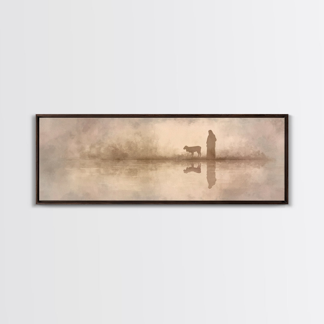 Shepherd’s Journey | Framed Canvas Print | Christian Wall Art | Jesus Painting | Christian Art Canvas | Panoramic Frame | Christmas Art