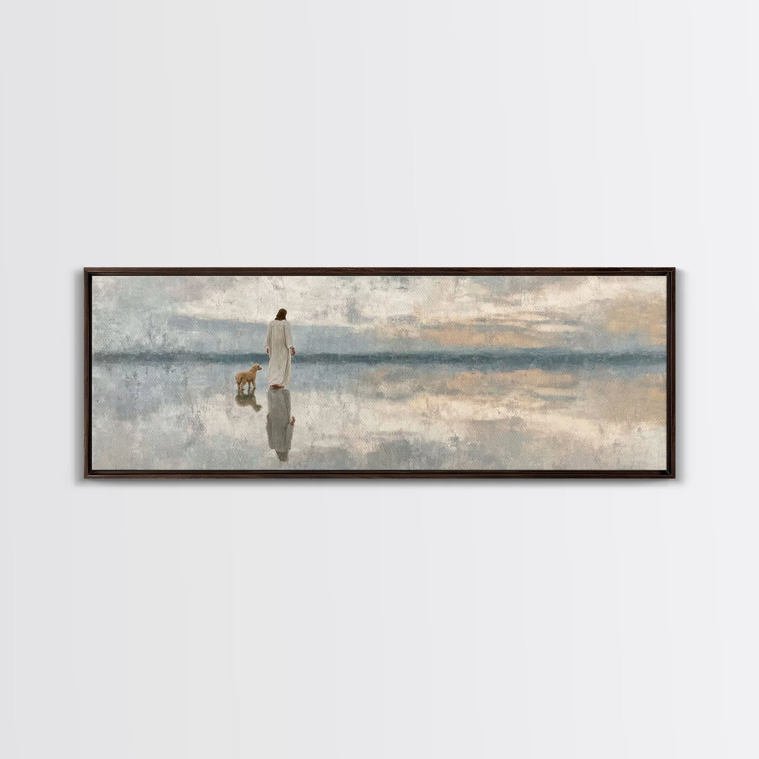 Reflective Grace – Framed Canvas Print – Christian Art Canvas – Jesus Painting – Christian Wall Art – Panoramic Wall Art – Christian Gift
