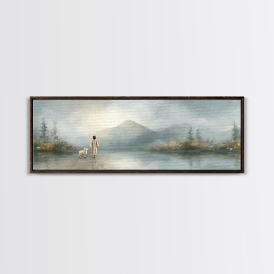 Dawn Of Promise, Framed Canvas Print, Christian Art Canvas, Christian Wall Art, Jesus Painting, Panoramic Wall Art, Christian Decor