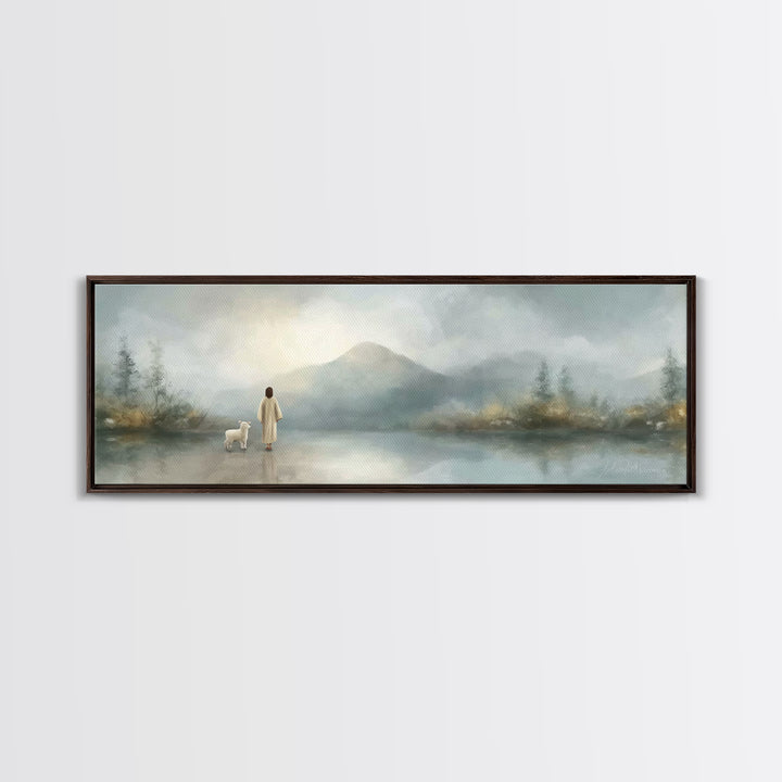 Dawn Of Promise, Framed Canvas Print, Christian Art Canvas, Christian Wall Art, Jesus Painting, Panoramic Wall Art, Christian Decor