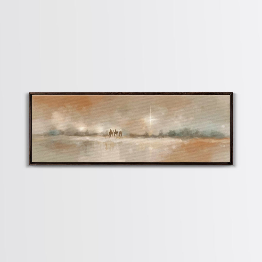 Guided By The Light | Framed Canvas Print | Christian Art Canvas | Christmas Art | Panoramic Wall Art | Christian Wall Art | Christian Gift