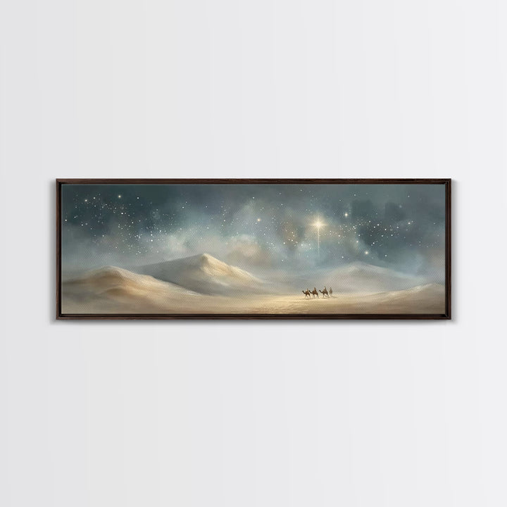 Desert Star Rising – Framed Canvas Print – Christmas Art – Panoramic Print – Christian Wall Art – Christian Art Canvas – Christian Christma