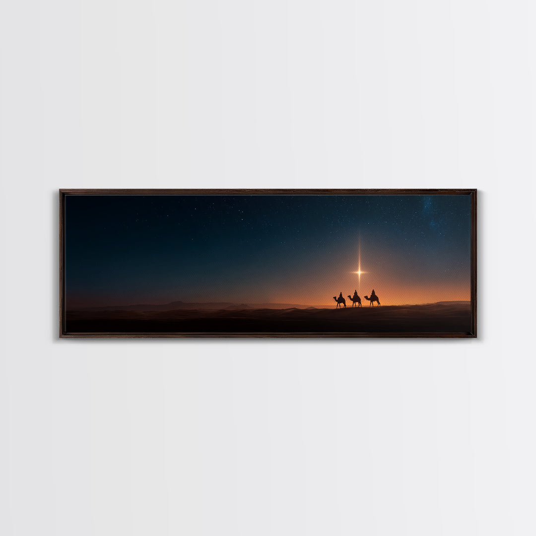 The Guiding Star – Framed Canvas Print – Panoramic Art – Christian Wall Art – Christmas Art – Christian Christmas Art – Jesus Painting