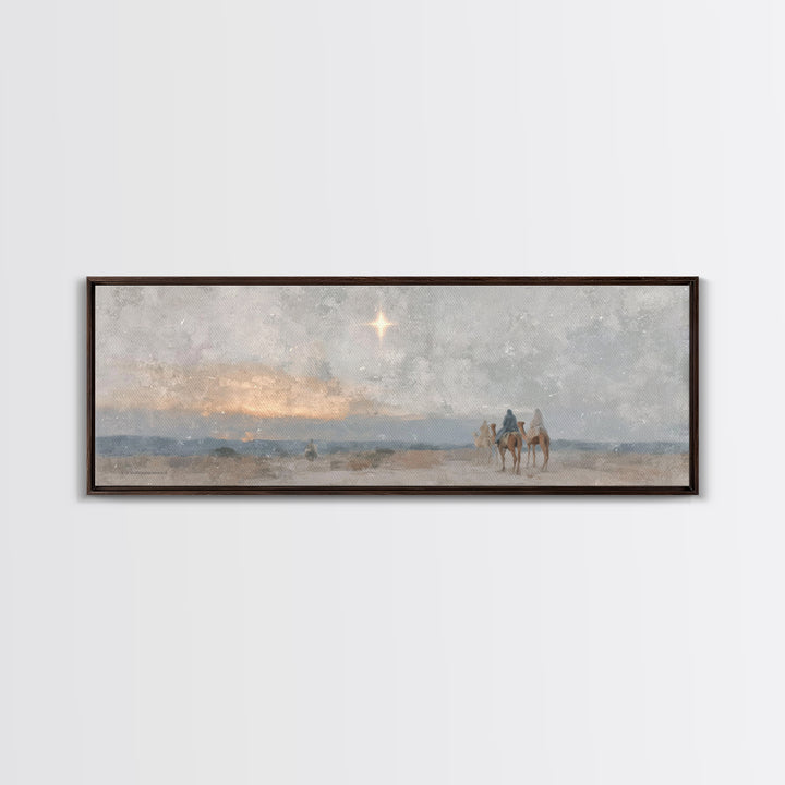 Desert Star Journey | Framed Canvas Print | Panoramic Wall Art | Christian Art Canvas | Christmas Art | Christian Christmas Decor | Christi