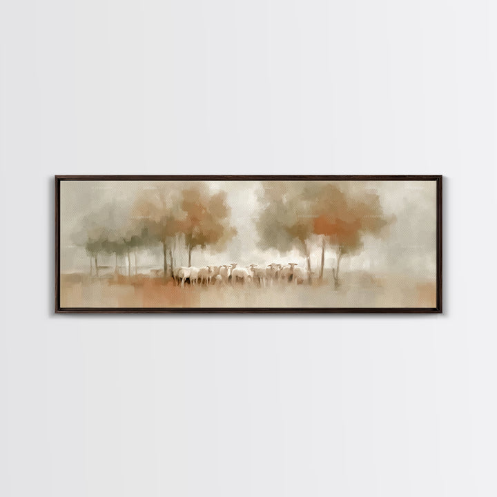 Pastoral Morning Calm – Framed Canvas Print – Panoramic Painting – Christian Art – Jesus Wall Art – Christian Art Print – Christian Decor