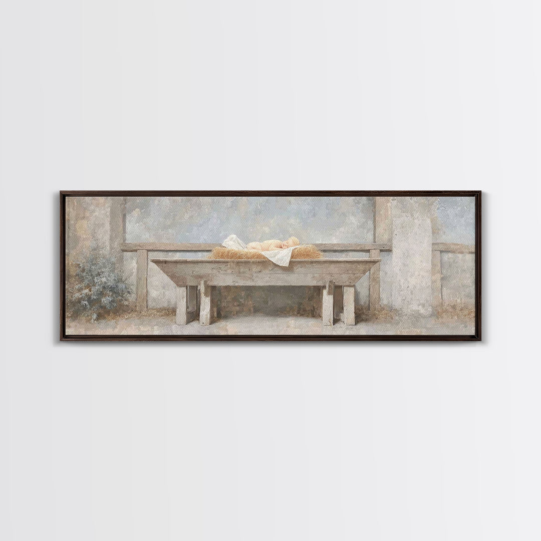 Infant Of Grace | Framed Canvas Print | Extra Wide Art | Christian Art Canvas | Christian Wall Art | Christian Christmas Art | Vintage Chri