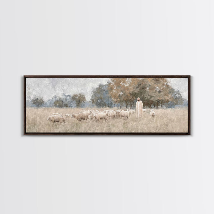 The Shepherd's Watch - Framed Canvas Print - Christian Wall Art - Jesus Painting - Christian Art Canvas - Panoramic Art - Christian Decor