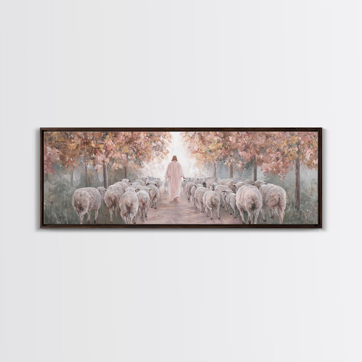 Autumn Pasture Grace | Framed Canvas Print | Christian Art Canvas | Jesus Painting | Christian Wall Art | Panoramic Wall Art | Christian Gi