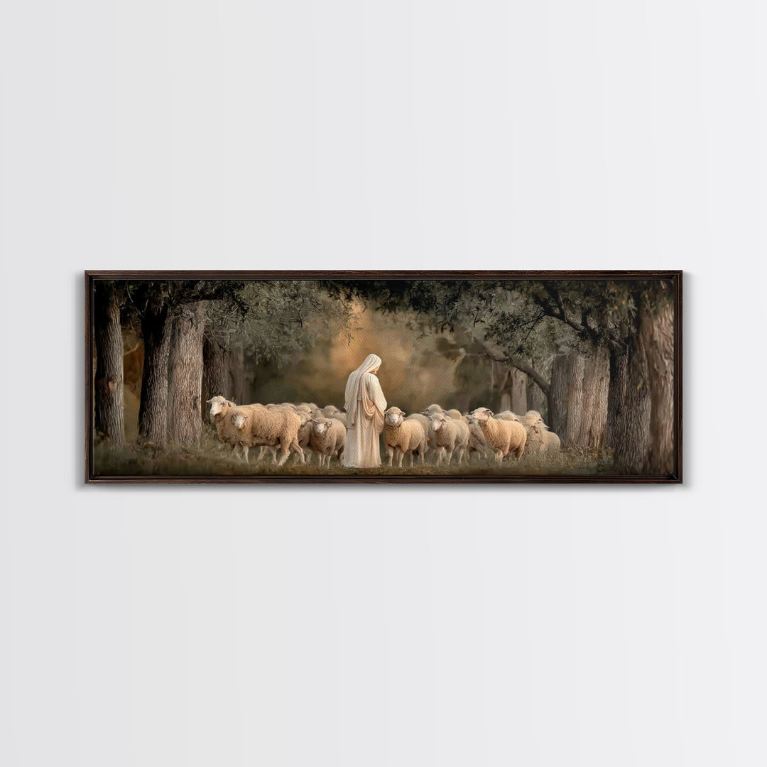 Quiet Grove Calling - Framed Canvas Print - Christian Art Canvas - Christian Wall Art - Jesus Painting - Panoramic Frame - Christian Gift I