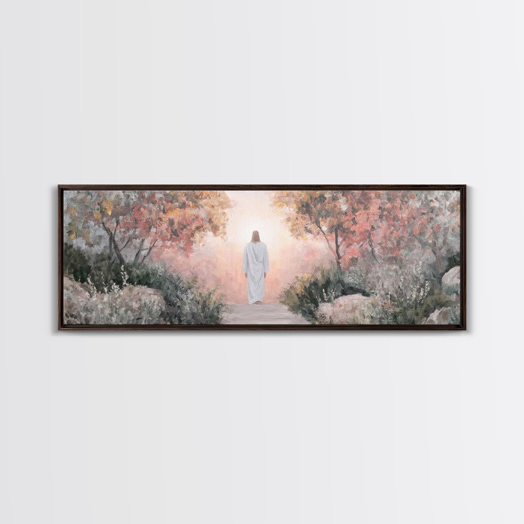 Path Of Light – Framed Canvas Print – Christian Wall Art – Jesus Painting – Panoramic Art – Christian Art Canvas – Christmas Art