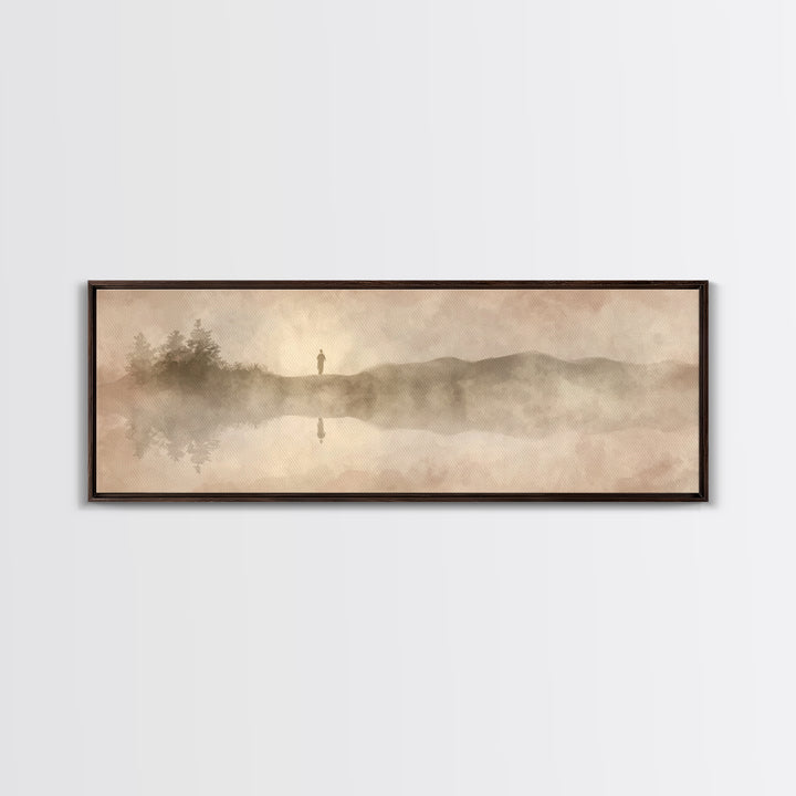 Divine Reflection | Framed Canvas Print | Christian Art Canvas | Jesus Painting | Panoramic Painting | Christian Wall Art | Christmas Art