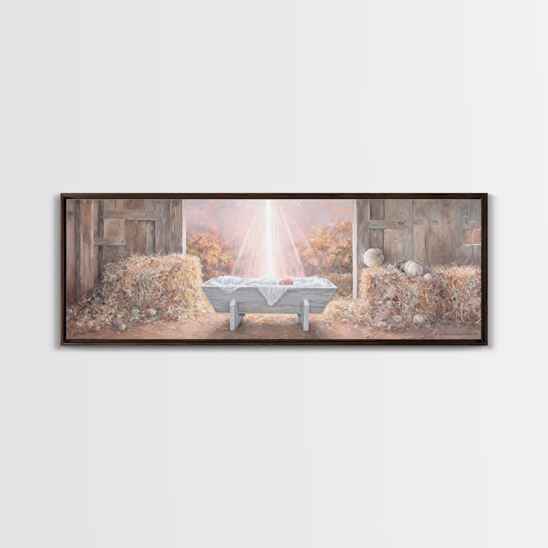 Barn Of Glory – Framed Canvas Print – Panoramic Art – Christian Christmas Art – Christian Wall Art – Christian Art Canvas – Modern Christia