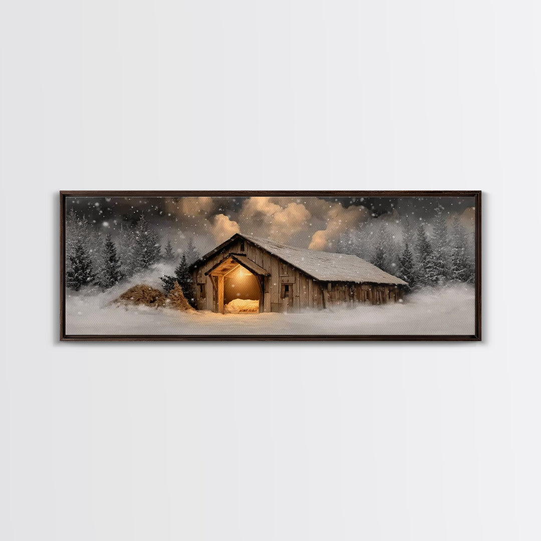 Bethlehem Evening – Framed Canvas Print – Panoramic Frame – Christian Christmas Art – Christian Wall Art – Christian Art Canvas – Christmas