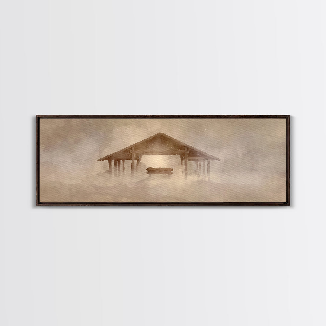 Silent Winter Star, Framed Canvas Print, Panoramic Art, Christian Art Canvas, Christian Christmas Art, Christmas Wall Art, Christian Wall A