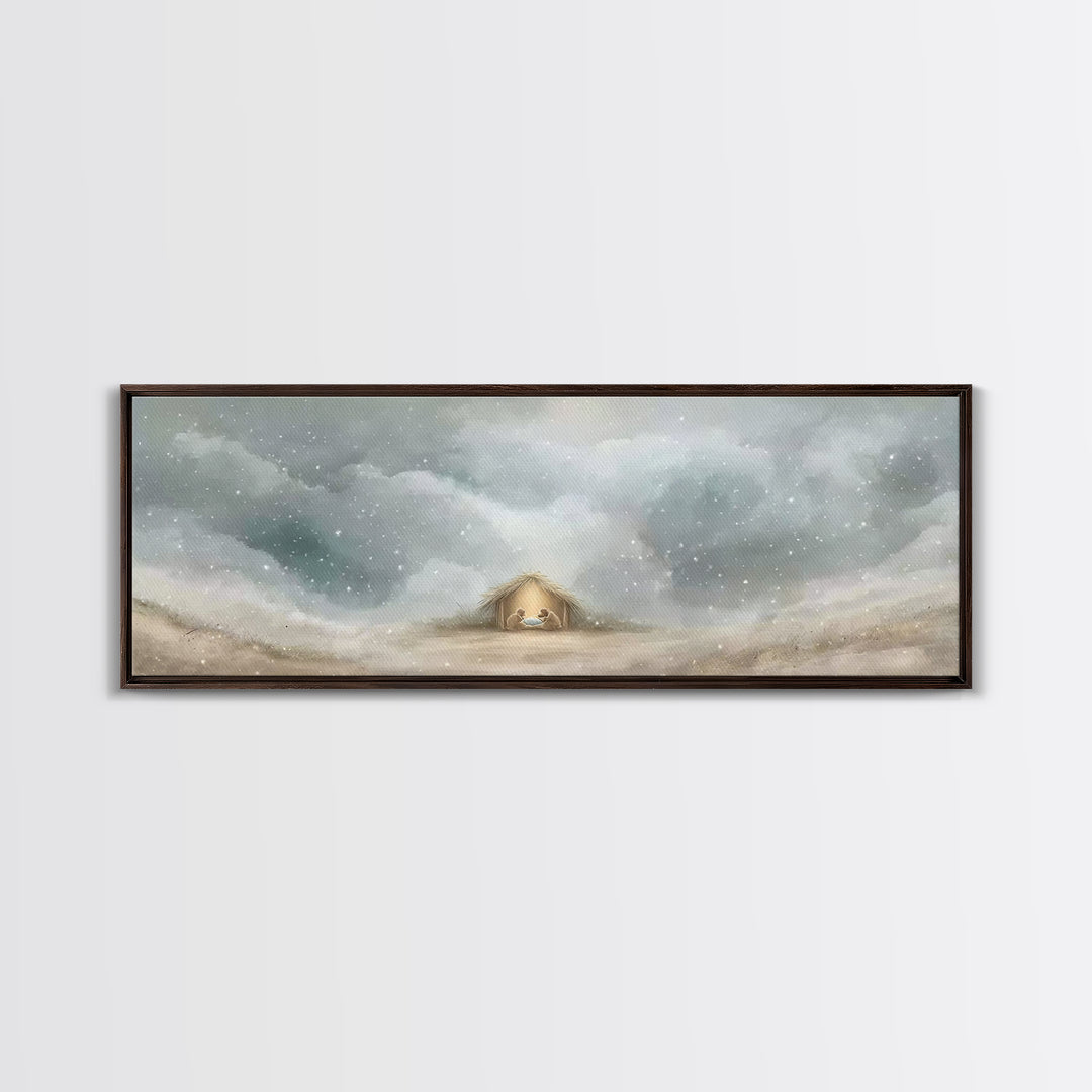 Cave Of Dawn – Framed Canvas Print – Panoramic Painting – Christian Art Canvas – Christmas Art – Christian Wall Art – Christian Christmas D