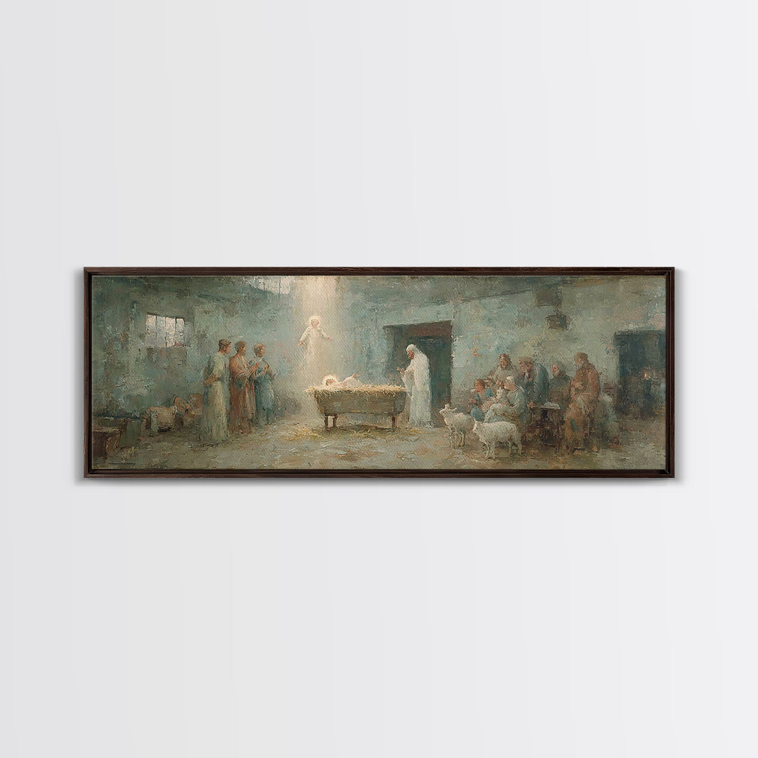 Heaven’s First Hour | Framed Canvas Print | Panoramic Print | Christian Wall Art | Christian Art Canvas | Christian Christmas Art | Christi
