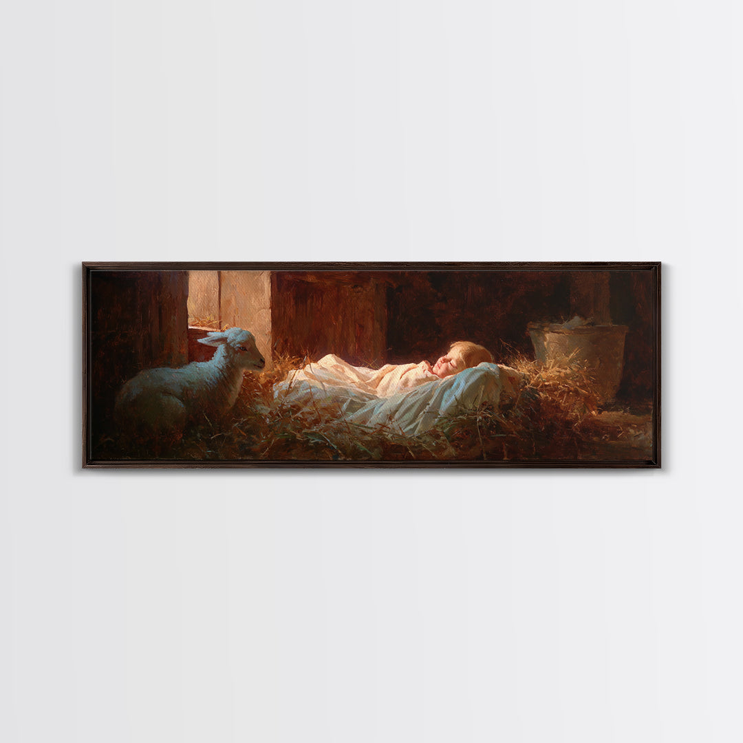 Starborn Hope | Framed Canvas Print | Christian Art Canvas | Panoramic Print | Christian Christmas Art | Jesus Painting
