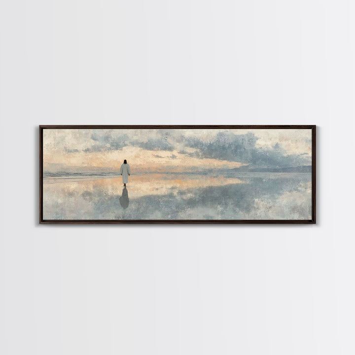 Hope On The Waters, Framed Canvas Print, Panoramic Wall Art, Christian Art Canvas, Jesus Painting, Modern Christian Art, Christian Decorati