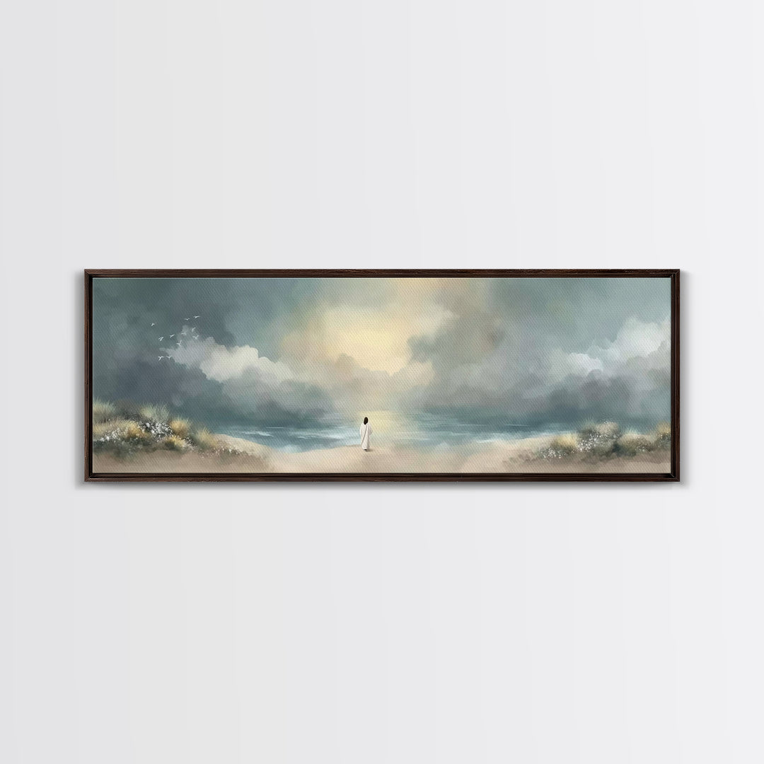 Steps Of Grace | Framed Canvas Print | Panoramic Frame | Christian Art Canvas | Christian Wall Art | Modern Christian Painting | Jesus Art