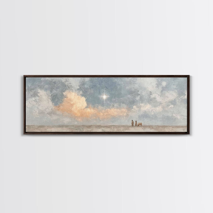 Guided By The Light, Framed Canvas Print, Christian Wall Art, Panoramic Print, Jesus Painting, Christian Art Canvas, Christmas Art