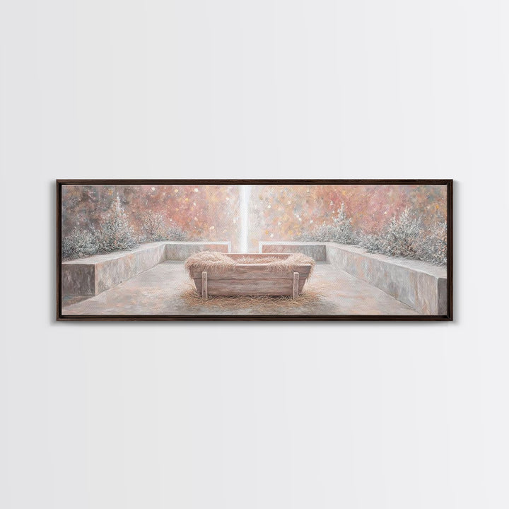 Radiant Birth Glory – Framed Canvas Print – Panoramic Art – Christian Christmas Art – Christmas Wall Art – Christian Art Canvas – Christmas