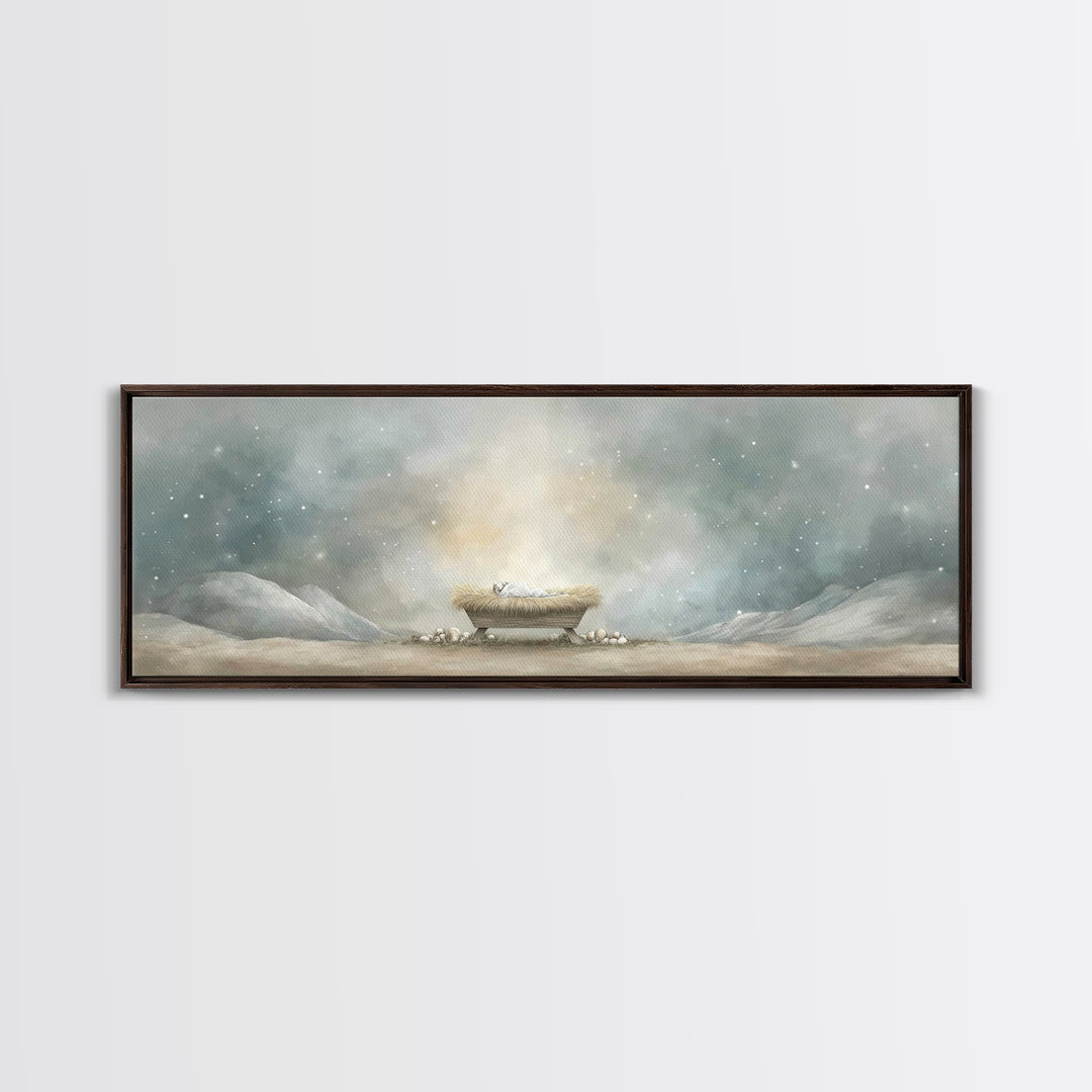 Holy Night Peace | Framed Canvas Print | Christian Art Canvas | Christmas Wall Art | Christian Art | Panoramic Print | Christian Christmas