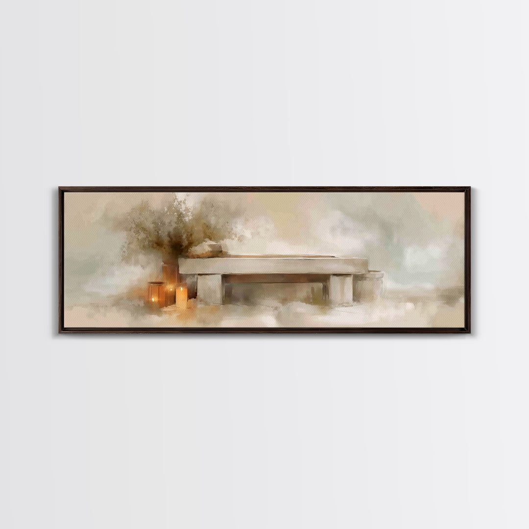 Candlelit Nativity Calm, Framed Canvas Print, Christian Wall Art, Christian Christmas, Christmas Art Prints, Panoramic Art, Christian Art C