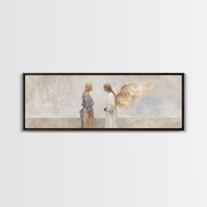 Radiant Angel Whisper – Framed Canvas Print – Christian Art Canvas – Panoramic Art – Christian Wall Art – Christmas Art – Christian Christm