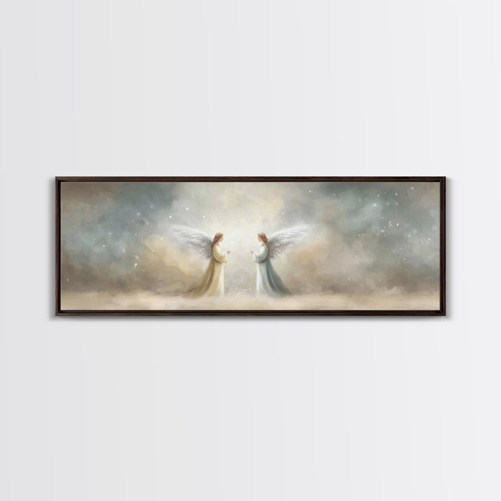 Wings Of Serenity – Framed Canvas Print – Christian Art – Christian Painting – Panoramic Frame – Christmas Art – Christian Christmas – Chri