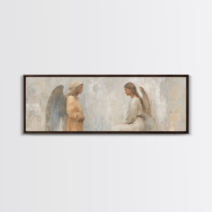 Soft Divine Encounter | Framed Canvas Print | Panoramic Art | Christian Art Canvas | Christian Wall Art | Christian Painting | Christmas Ar